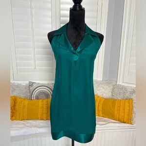 What Comes Around Goes Around Silk Emerald Green Dress | Size S